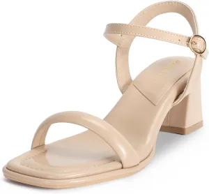 Heels Charm Women's Chunky Block Heeled Sandals 2.56 Inches Open Toe Ankle Strap Block High Heel Sandal Dress Dancing Sandals Daily Work Party Shoes