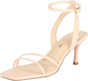 Heels Charm Women's Stiletto Heeled Sandals 2.95 Inches Open Toe Square Toe Two Straps Ankle Strap Strappy High Heel Sandal Dress Dancing Sandals Daily Work Party Wedding Shoes