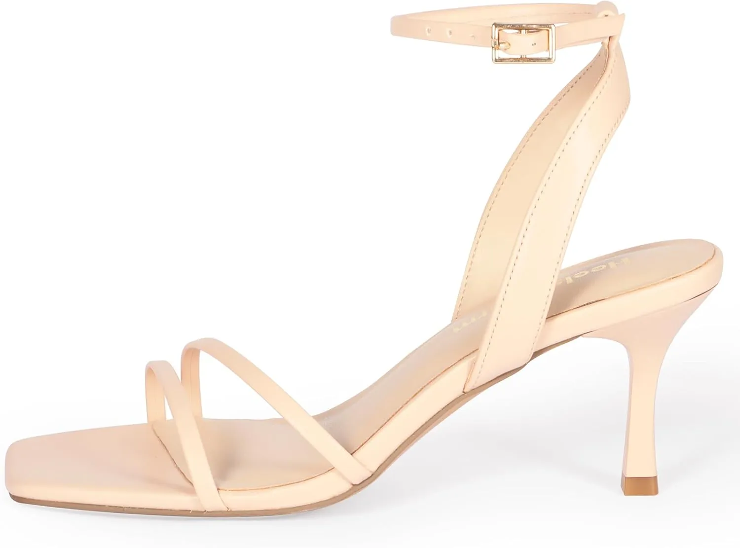 Heels Charm Women's Stiletto Heeled Sandals 2.95 Inches Open Toe Square Toe Two Straps Ankle Strap Strappy High Heel Sandal Dress Dancing Sandals Daily Work Party Wedding Shoes