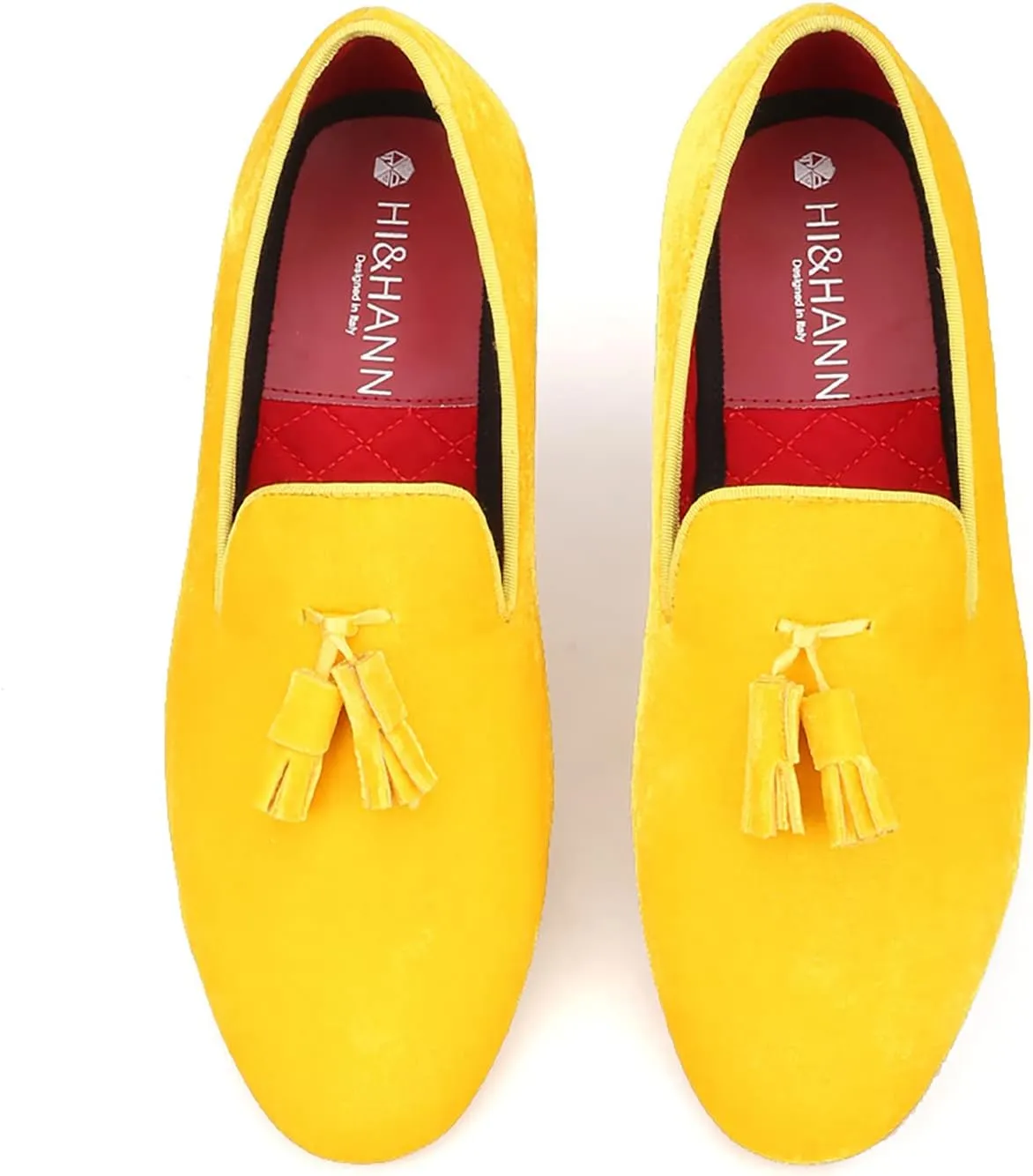 HI&HANN Tassel Men's Velvet Loafer Shoes Slip-on Loafer Round Toes Smoking Slipper