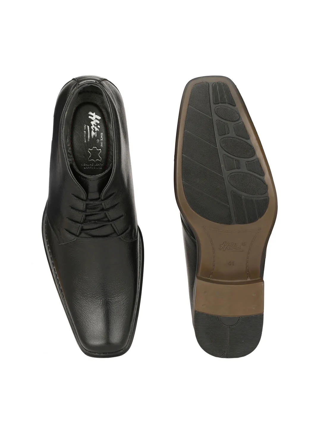 Hitz Men's Black Leather Derby Formal Ankle Shoes