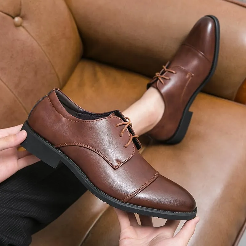HuitJours Men Brogues Wingtip Lace up Classic Black Dress Shoes Derby Gatsby Prom Fashion Oxford
