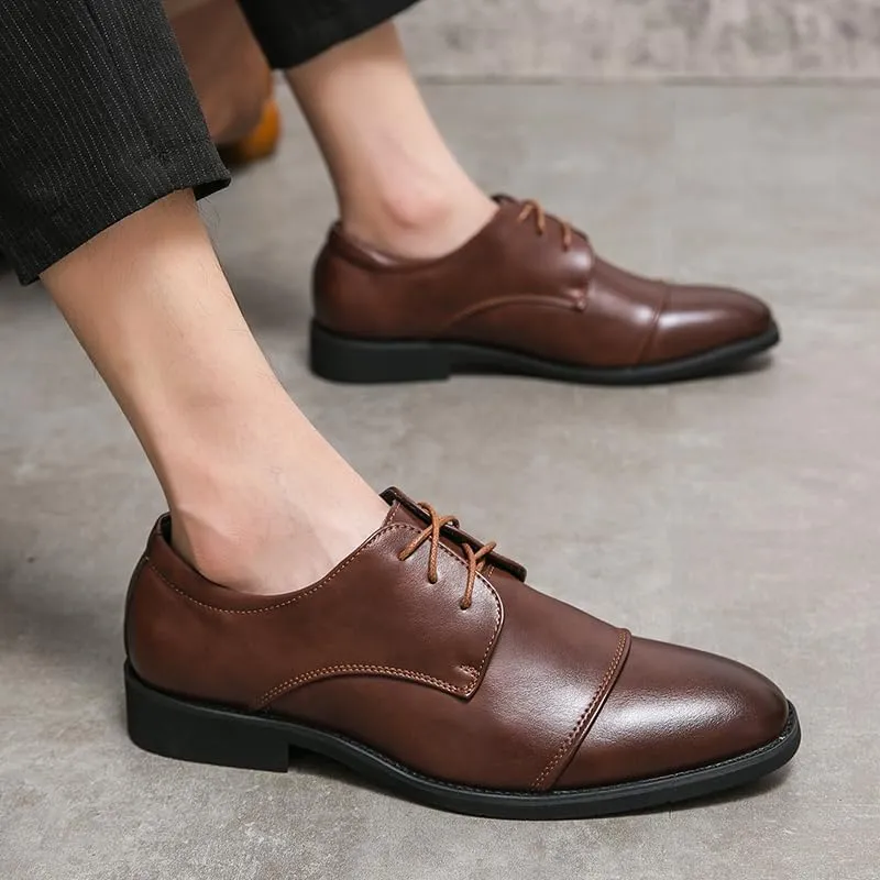 HuitJours Men Brogues Wingtip Lace up Classic Black Dress Shoes Derby Gatsby Prom Fashion Oxford