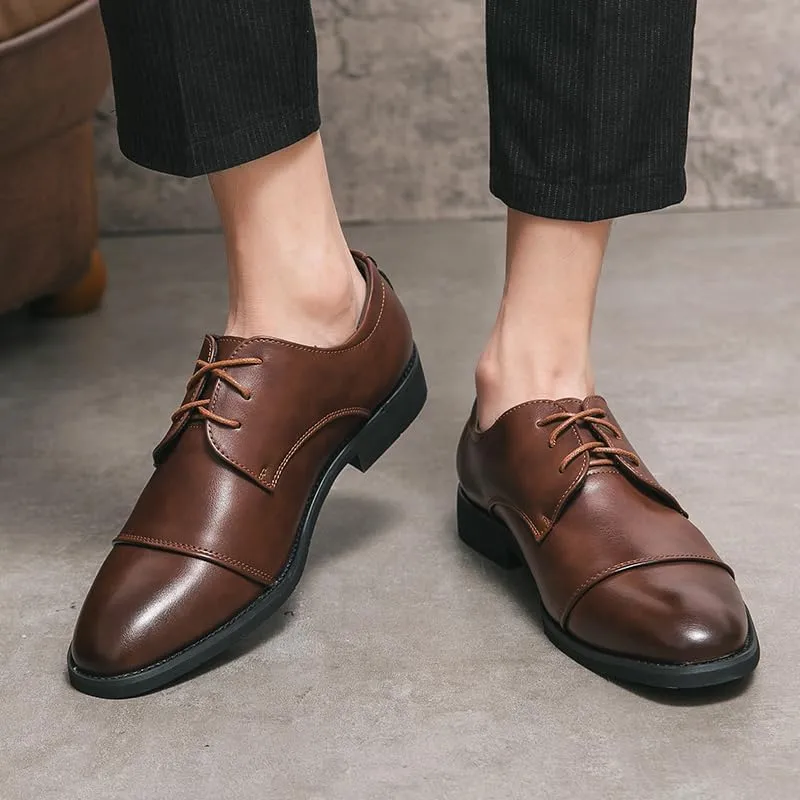HuitJours Men Brogues Wingtip Lace up Classic Black Dress Shoes Derby Gatsby Prom Fashion Oxford
