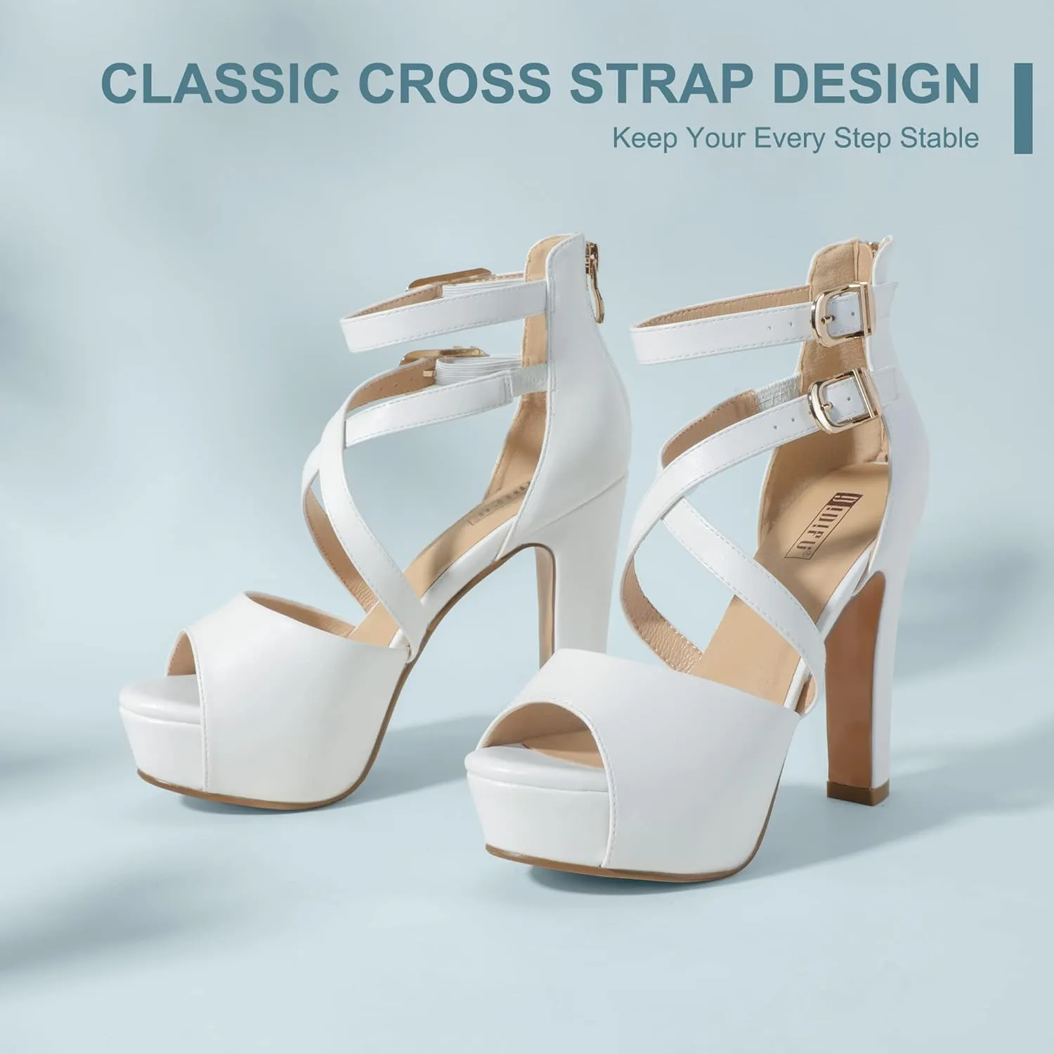 IDIFU Women's IN5 Charcy Crisscross Strappy Platform High Chunky Heels Peep Toe Pump Party Heeled Sandals