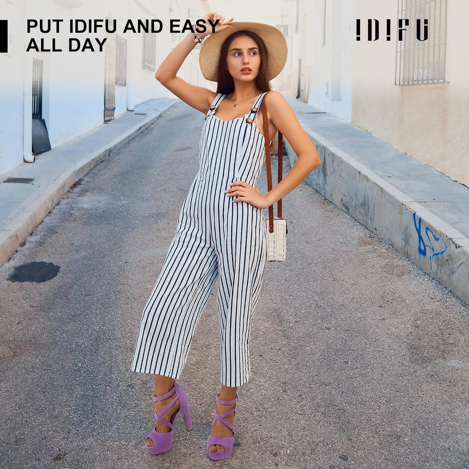 IDIFU Women's IN5 Charcy Crisscross Strappy Platform High Chunky Heels Peep Toe Pump Party Heeled Sandals