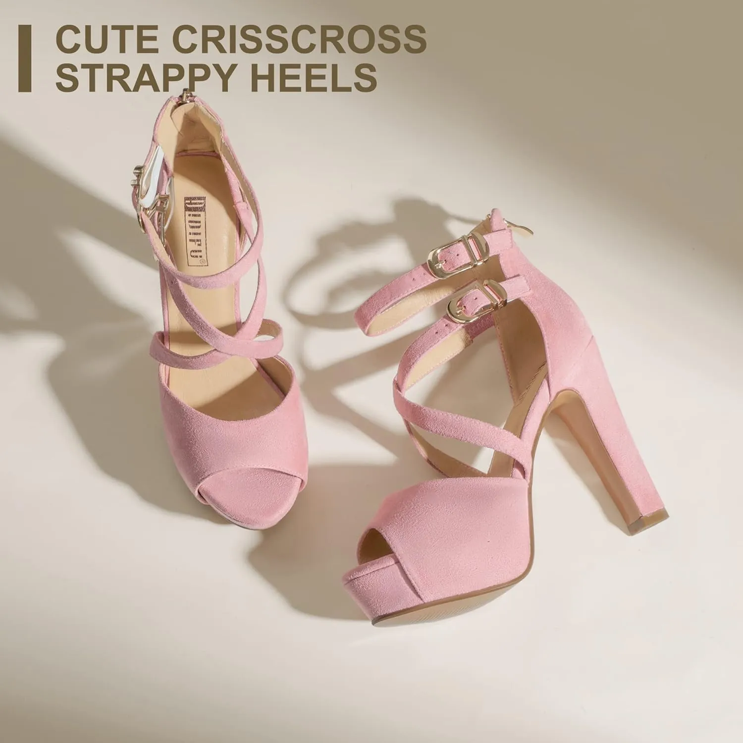 IDIFU Women's IN5 Charcy Crisscross Strappy Platform High Chunky Heels Peep Toe Pump Party Heeled Sandals
