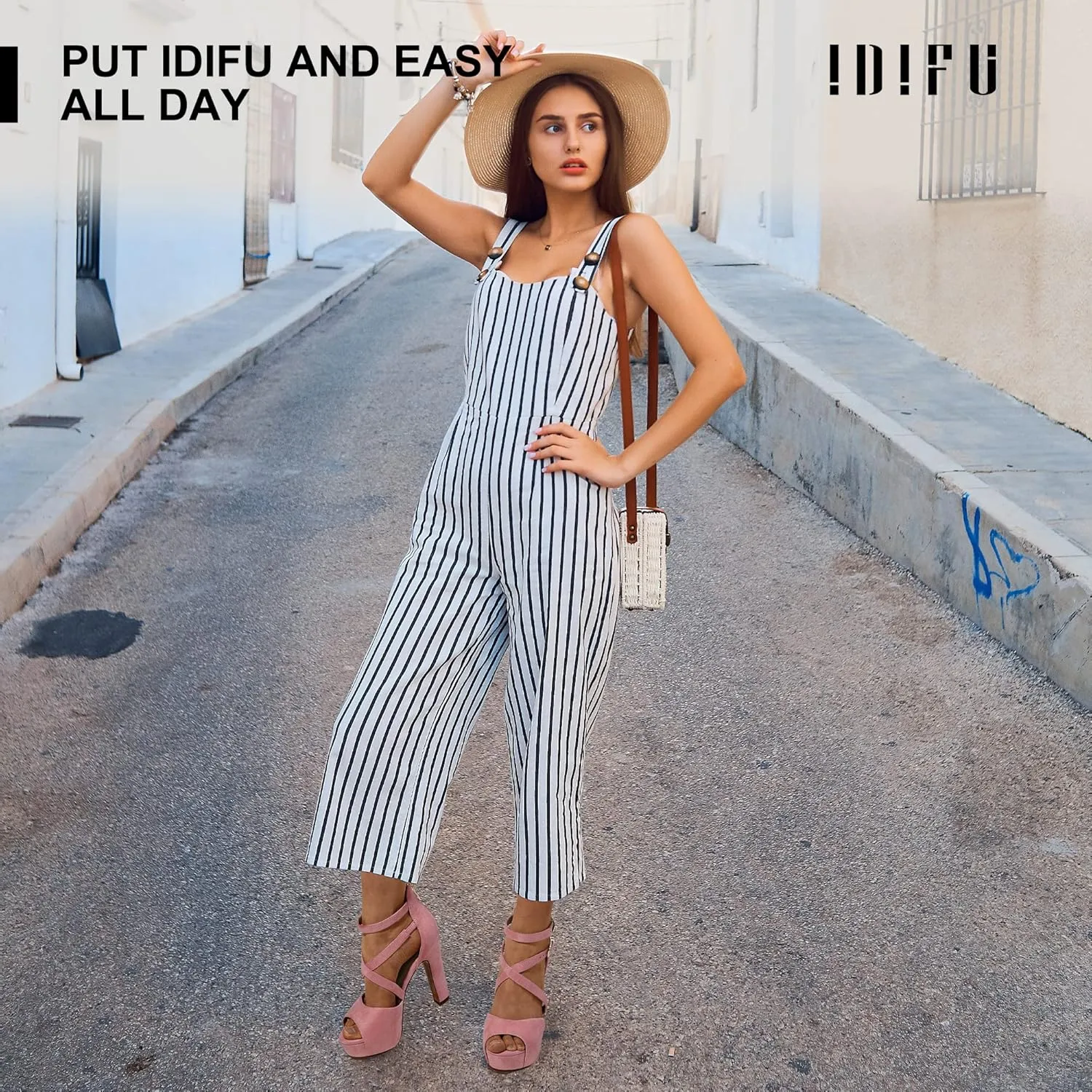 IDIFU Women's IN5 Charcy Crisscross Strappy Platform High Chunky Heels Peep Toe Pump Party Heeled Sandals