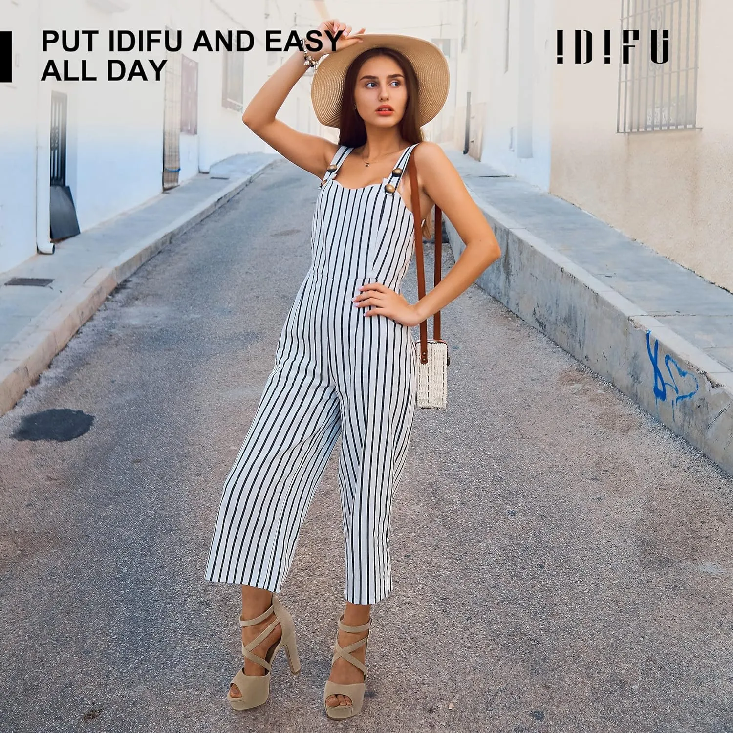 IDIFU Women's IN5 Charcy Crisscross Strappy Platform High Chunky Heels Peep Toe Pump Party Heeled Sandals