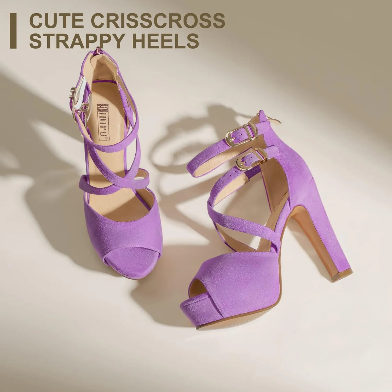 IDIFU Women's IN5 Charcy Crisscross Strappy Platform High Chunky Heels Peep Toe Pump Party Heeled Sandals