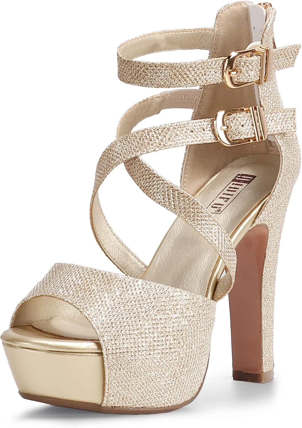 IDIFU Women's IN5 Charcy Crisscross Strappy Platform High Chunky Heels Peep Toe Pump Party Heeled Sandals
