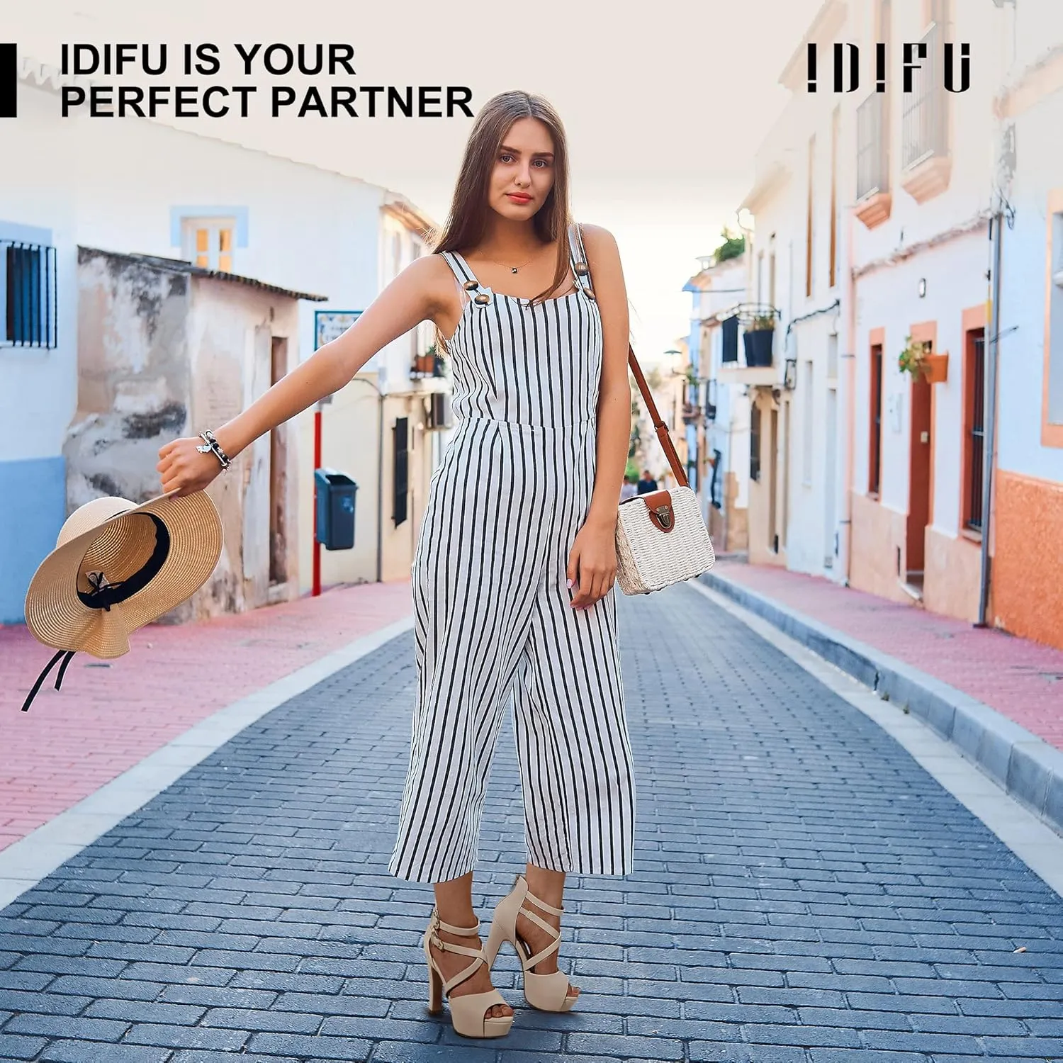 IDIFU Women's IN5 Charcy Crisscross Strappy Platform High Chunky Heels Peep Toe Pump Party Heeled Sandals