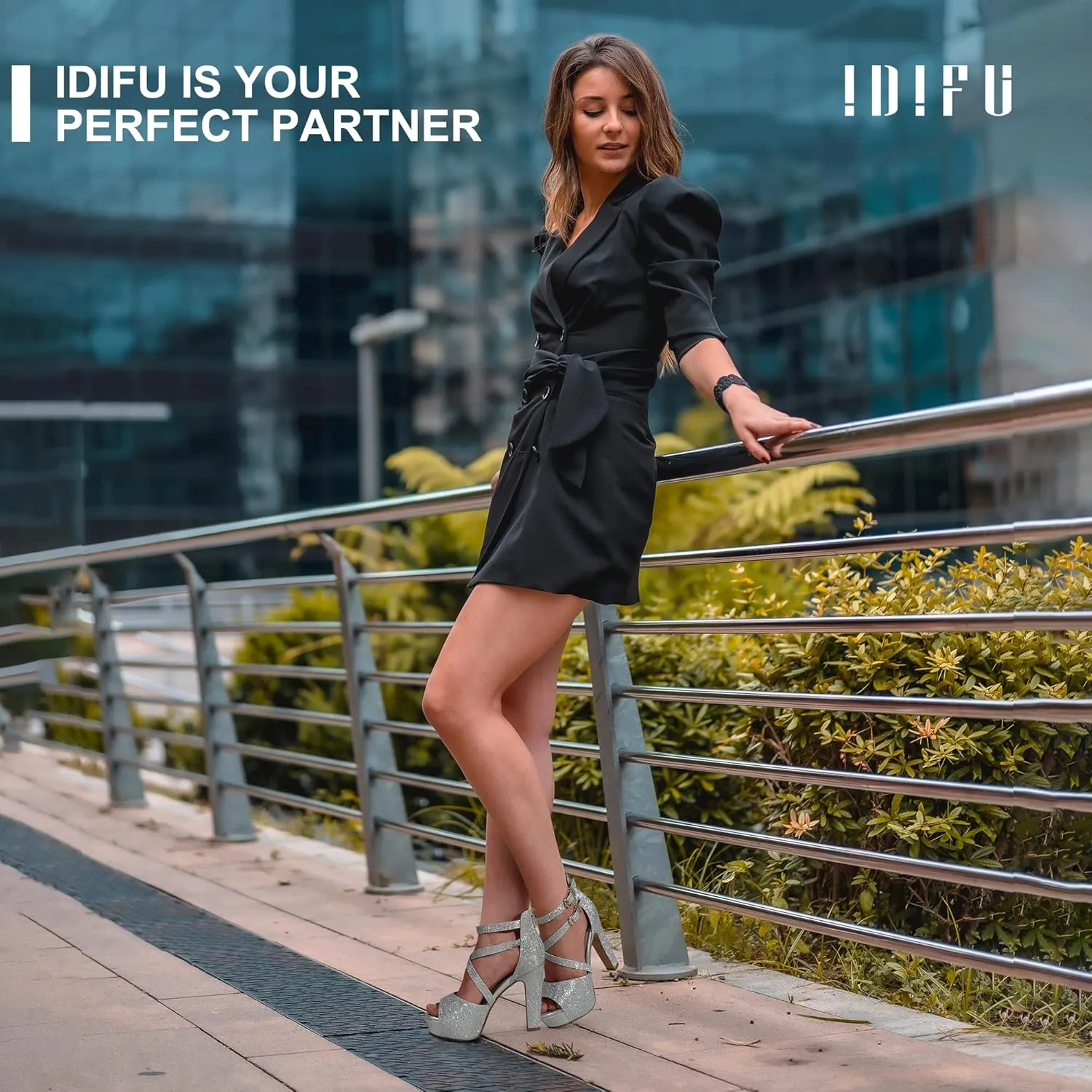 IDIFU Women's IN5 Charcy Crisscross Strappy Platform High Chunky Heels Peep Toe Pump Party Heeled Sandals
