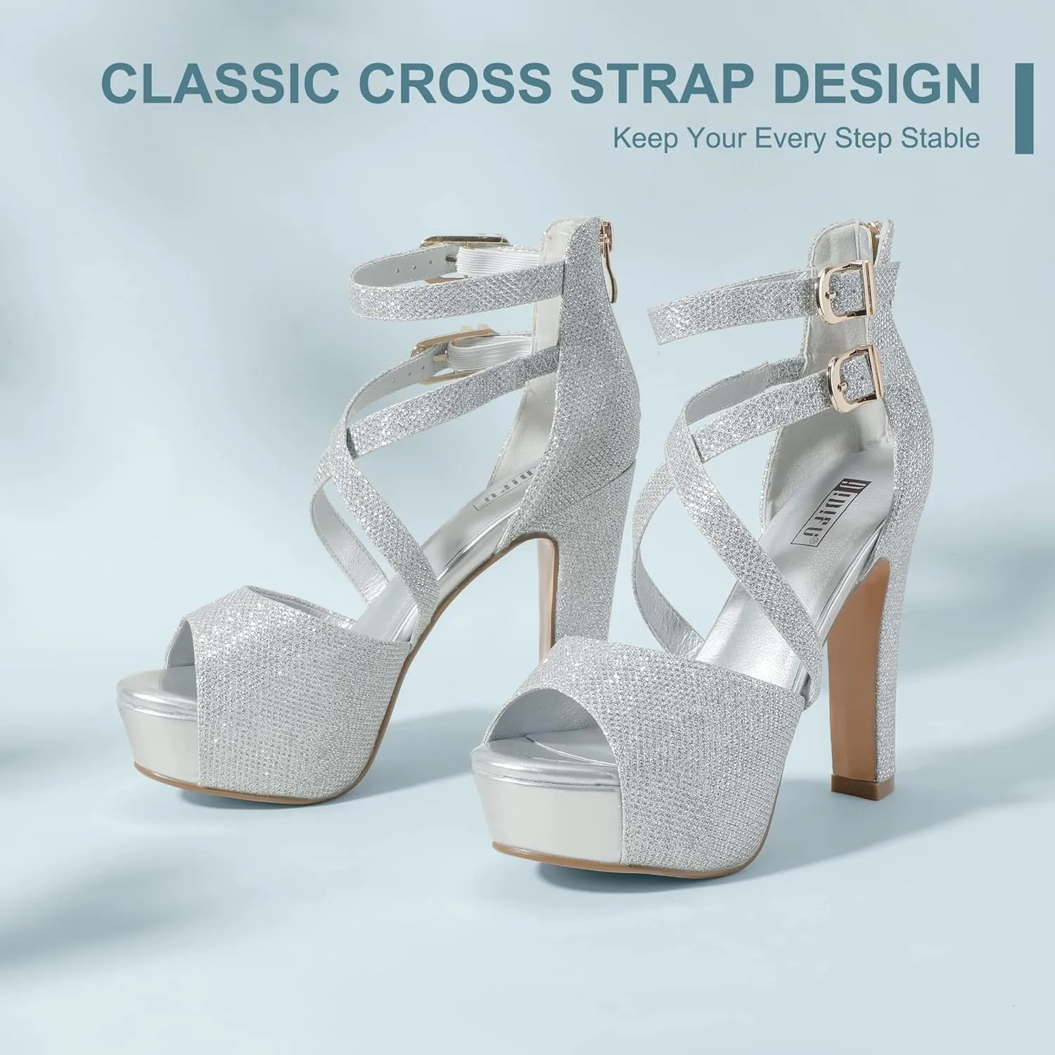 IDIFU Women's IN5 Charcy Crisscross Strappy Platform High Chunky Heels Peep Toe Pump Party Heeled Sandals