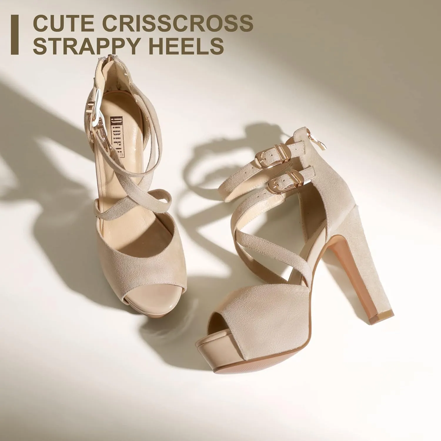 IDIFU Women's IN5 Charcy Crisscross Strappy Platform High Chunky Heels Peep Toe Pump Party Heeled Sandals