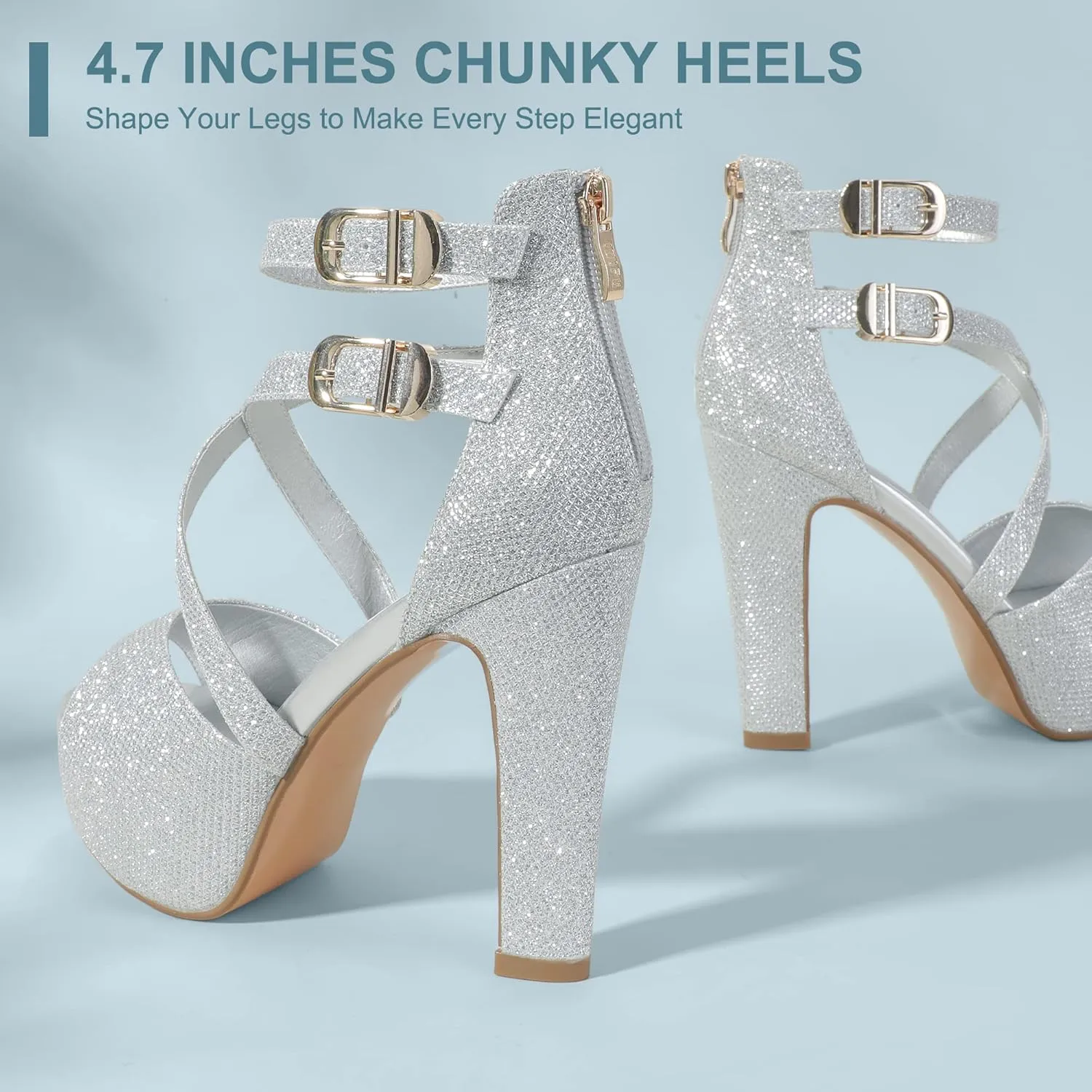 IDIFU Women's IN5 Charcy Crisscross Strappy Platform High Chunky Heels Peep Toe Pump Party Heeled Sandals