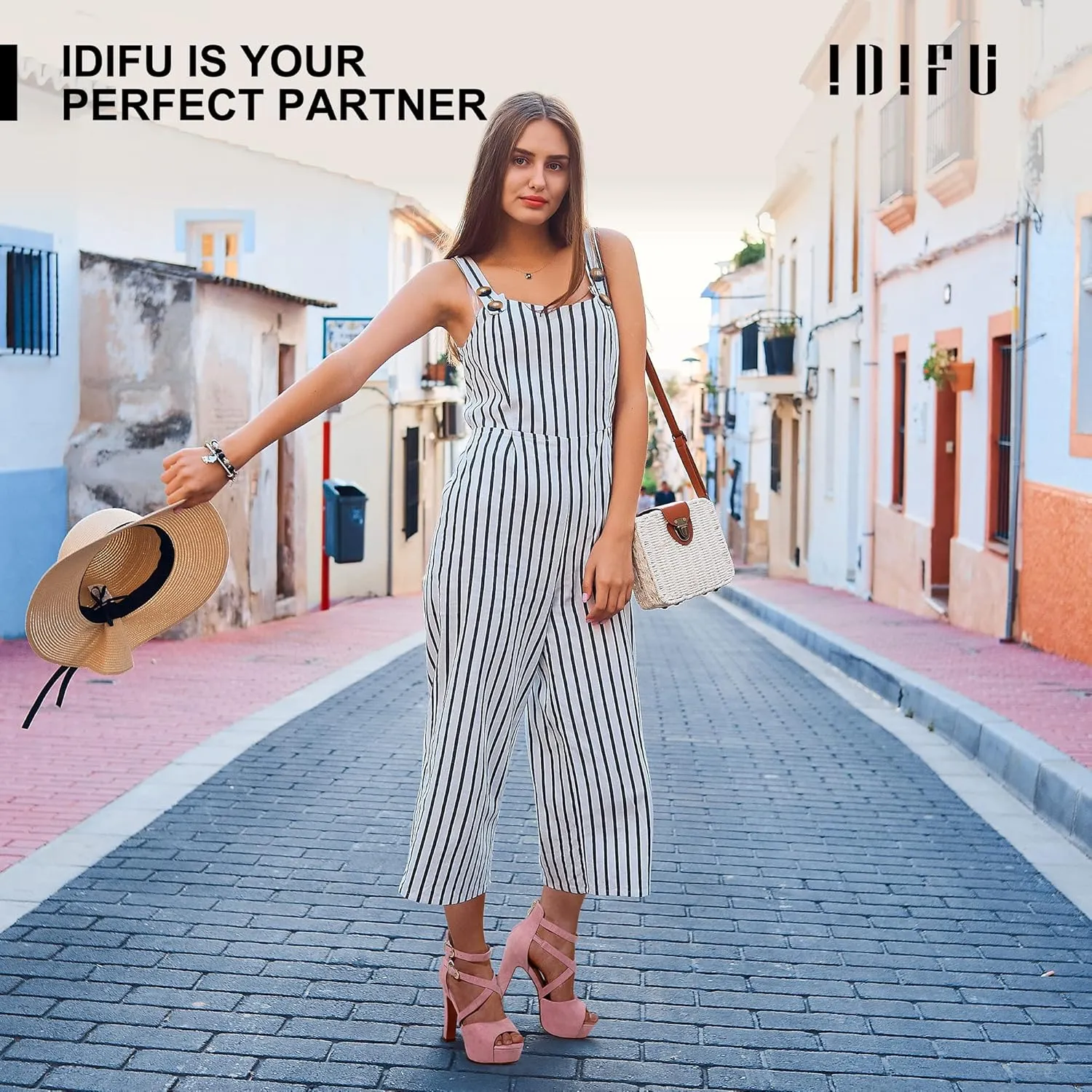 IDIFU Women's IN5 Charcy Crisscross Strappy Platform High Chunky Heels Peep Toe Pump Party Heeled Sandals