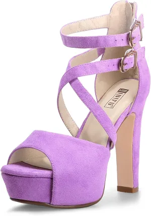 IDIFU Women's IN5 Charcy Crisscross Strappy Platform High Chunky Heels Peep Toe Pump Party Heeled Sandals