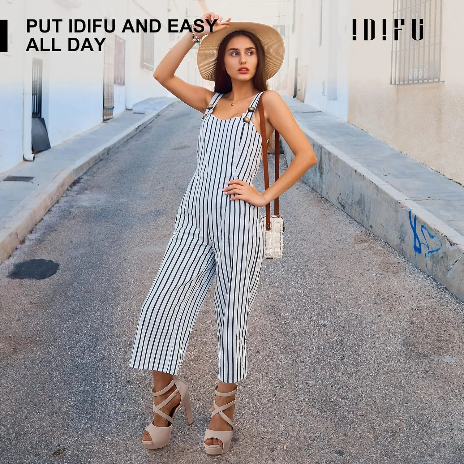 IDIFU Women's IN5 Charcy Crisscross Strappy Platform High Chunky Heels Peep Toe Pump Party Heeled Sandals