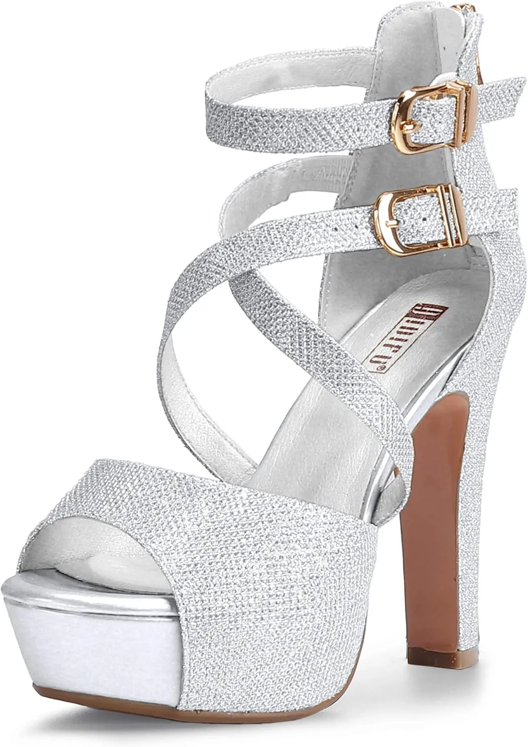 IDIFU Women's IN5 Charcy Crisscross Strappy Platform High Chunky Heels Peep Toe Pump Party Heeled Sandals