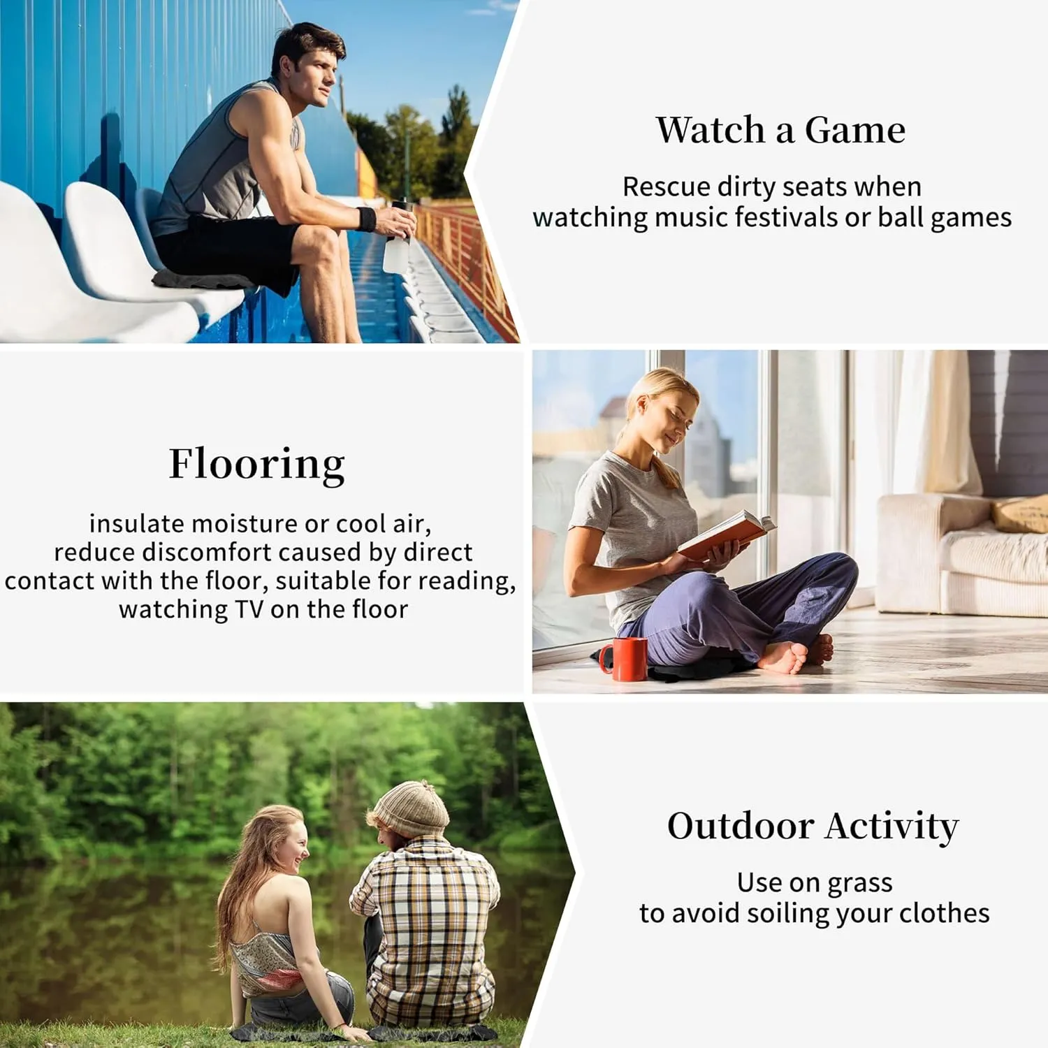Inflatable Seat Cushion, Lightweight Camping Air Sitting Pad with Repair Cloths, Waterproof Air Cushion, Portable Air Seat Cushion for Climbing Hiking Office Airplane Car Stadium Seat