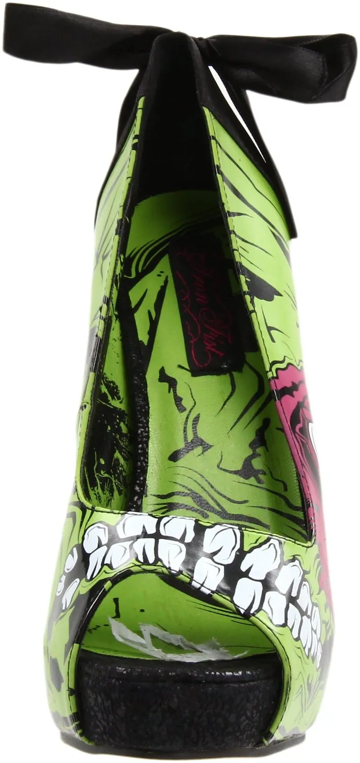 Iron Fist Women's Zombie Stomper Platform Pump,Green-Black,10 M US