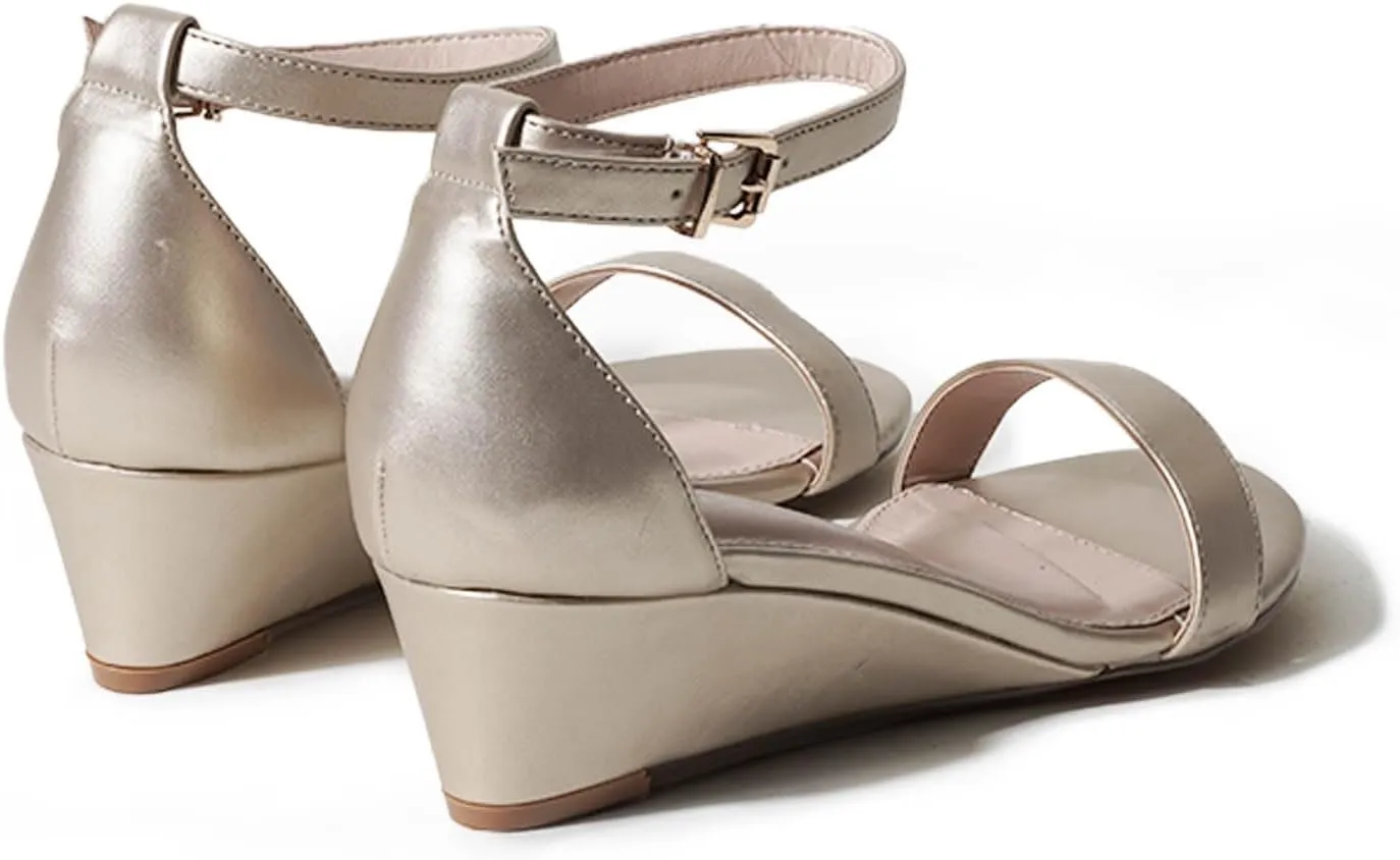 J. Adams Rosie Heeled Sandal – Low Wedge Sandals for Women, Ankle Strap, Dressy Wedding Wedges, Strappy Wedge Shoes, Short Heel Sandals for Bridal, Casual & Formal Wear