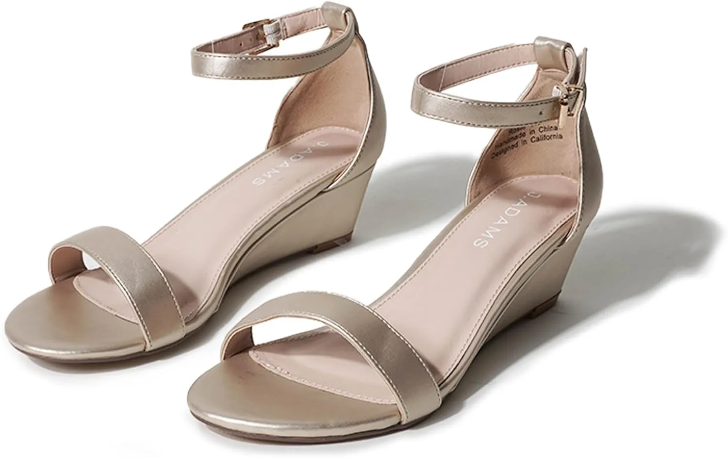 J. Adams Rosie Heeled Sandal – Low Wedge Sandals for Women, Ankle Strap, Dressy Wedding Wedges, Strappy Wedge Shoes, Short Heel Sandals for Bridal, Casual & Formal Wear