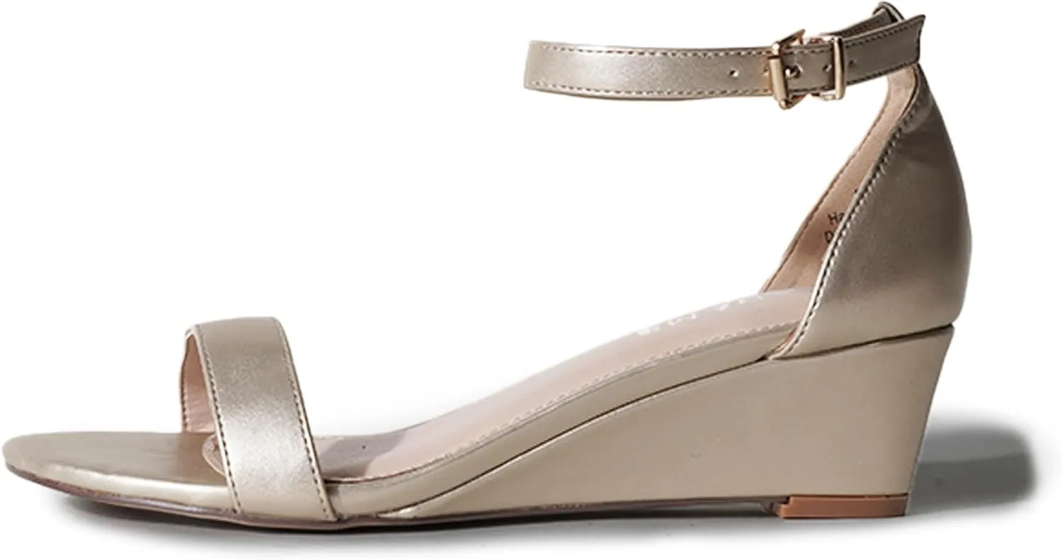 J. Adams Rosie Heeled Sandal – Low Wedge Sandals for Women, Ankle Strap, Dressy Wedding Wedges, Strappy Wedge Shoes, Short Heel Sandals for Bridal, Casual & Formal Wear