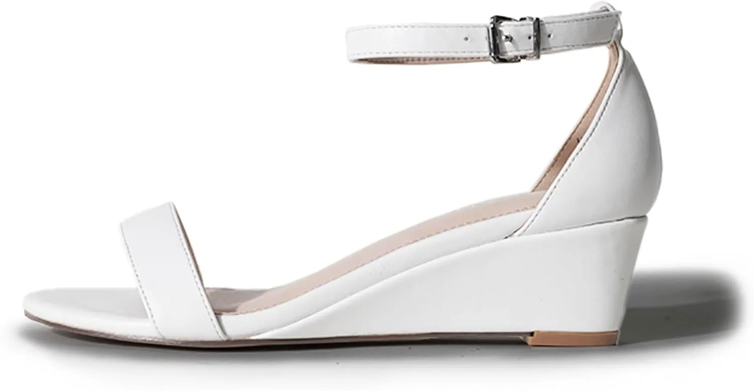 J. Adams Rosie Heeled Sandal – Low Wedge Sandals for Women, Ankle Strap, Dressy Wedding Wedges, Strappy Wedge Shoes, Short Heel Sandals for Bridal, Casual & Formal Wear