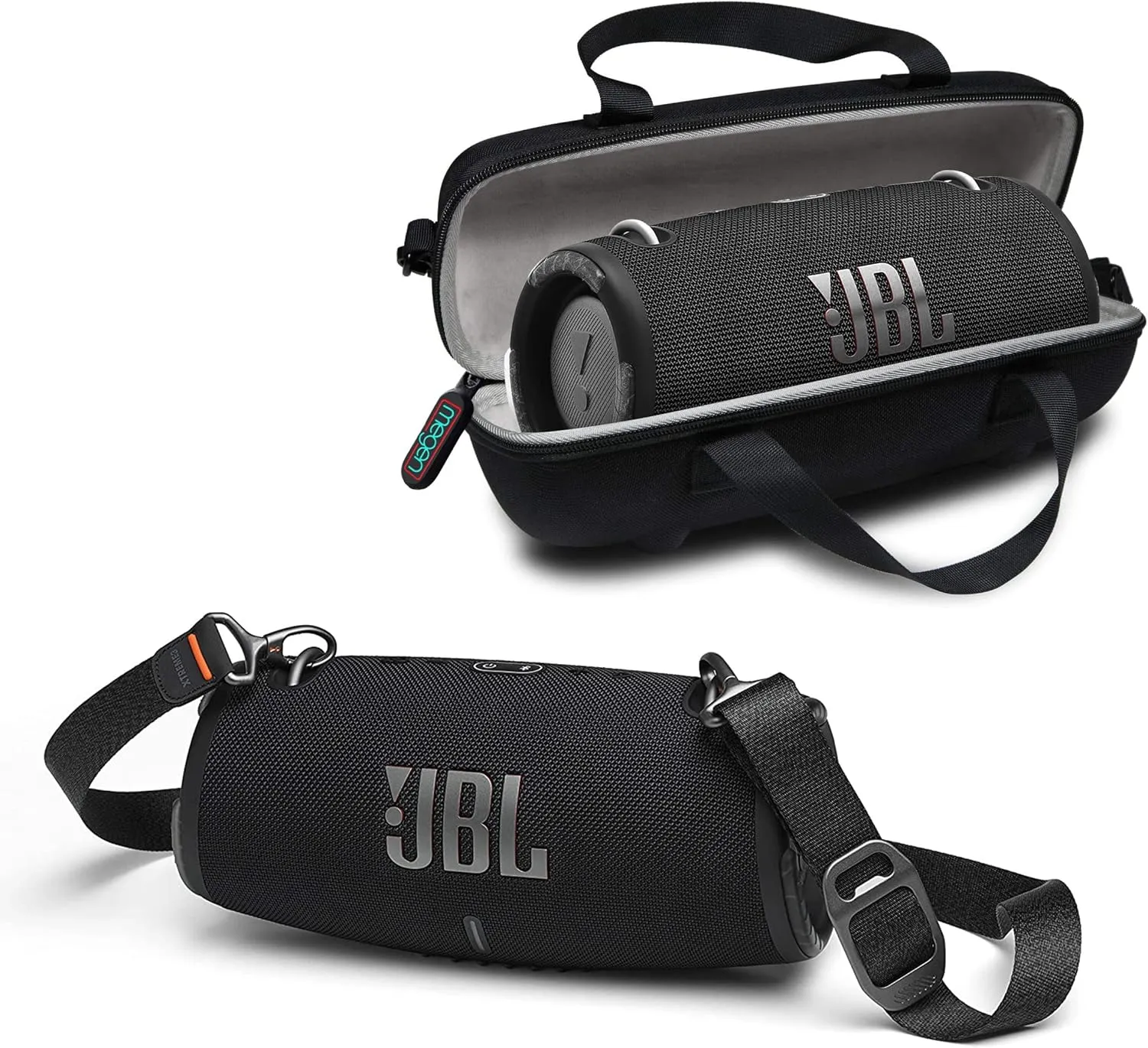 JBL Xtreme 3 Portable Bluetooth Speaker - Powerful Sound & Deep Bass - IP67 Waterproof - Pair with Multiple Speakers - Wireless Bluetooth Speaker Bundle with Megen Protective Hardshell Case (Black)