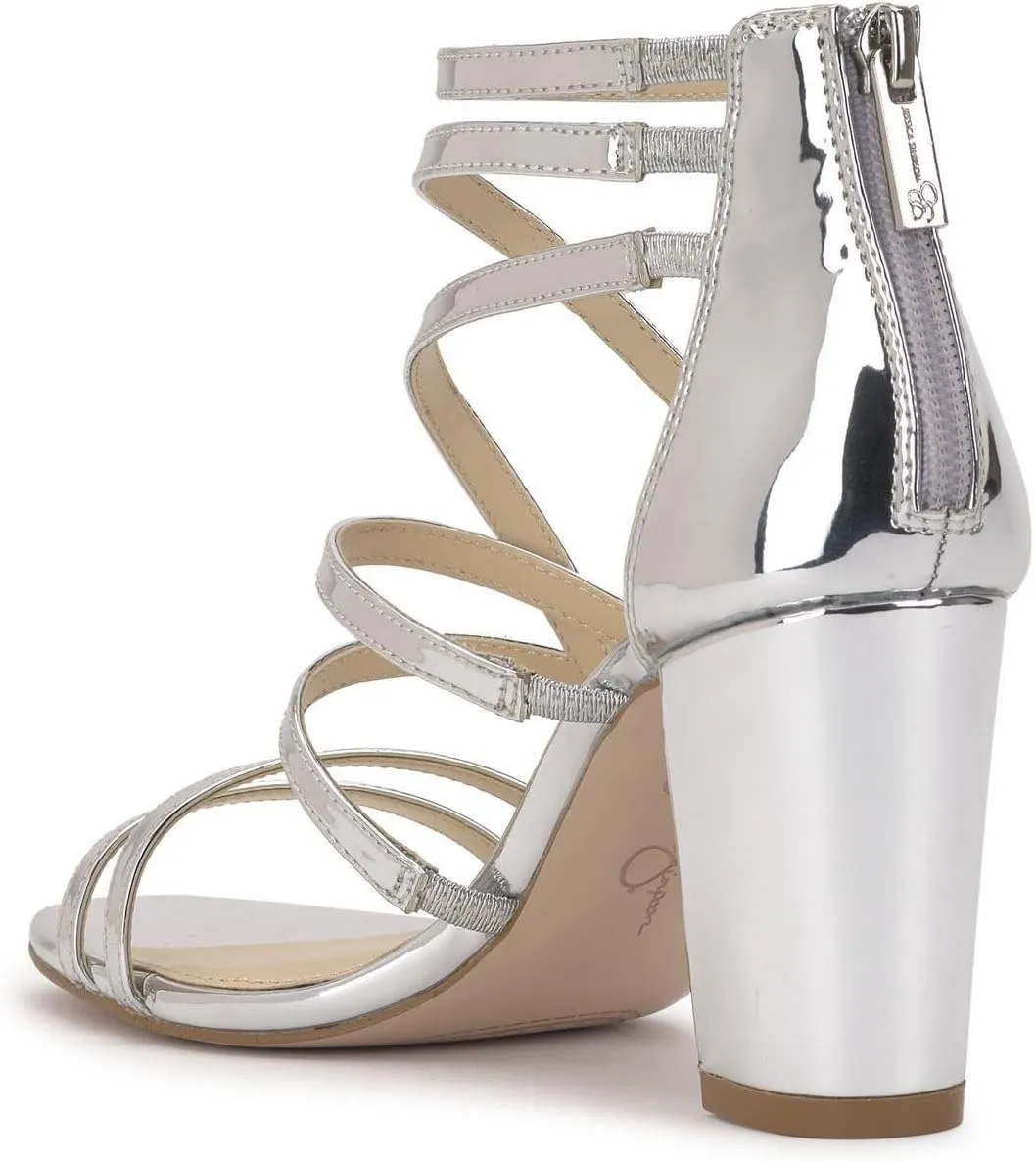 Jessica Simpson Stassey Women's Caged Faux Leather Back Zip Dress Sandals