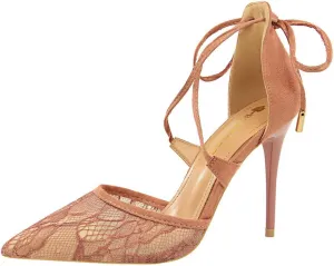 JOEupin Women's Lace Bridal High Heel Peep Toe Open Toe Cover Dress Pump