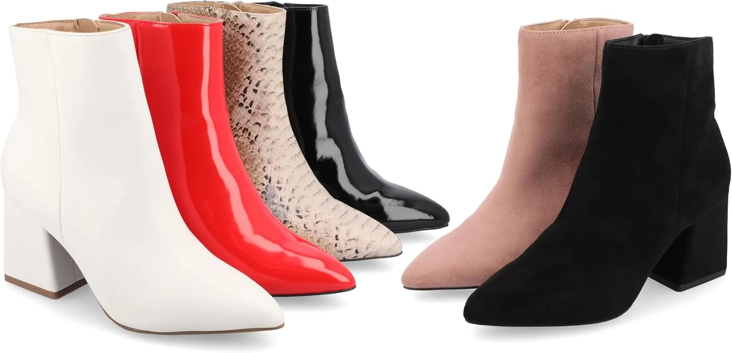 Journee Collection Womens Patent Leather Block Heel Ankle Boots