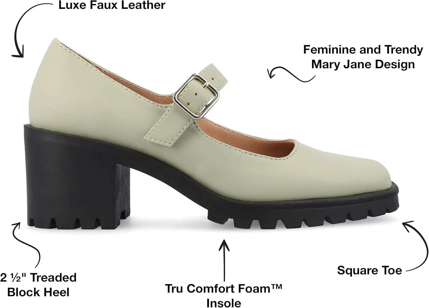 Journee Womens Gladys Tru Comfort Foam Treaded Outsole Mary Jane Pumps