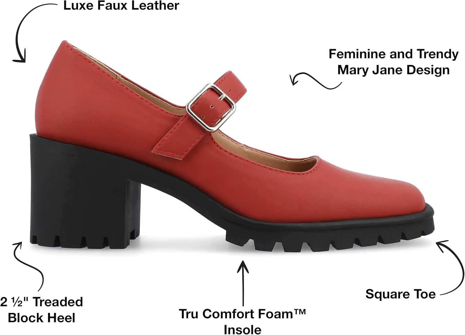 Journee Womens Gladys Tru Comfort Foam Treaded Outsole Mary Jane Pumps