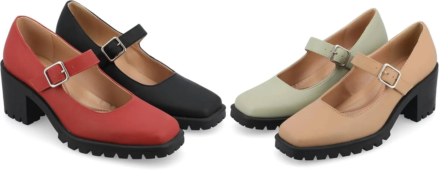 Journee Womens Gladys Tru Comfort Foam Treaded Outsole Mary Jane Pumps