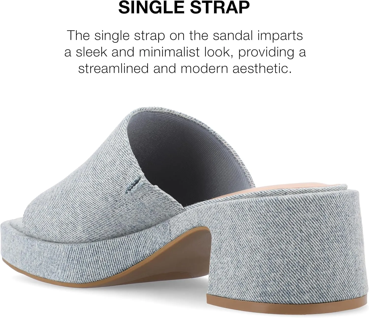 Journee Womens One Band Slip On Open Square Toe Covered Block Heel Slide Bessa Comfort Platform Sandals