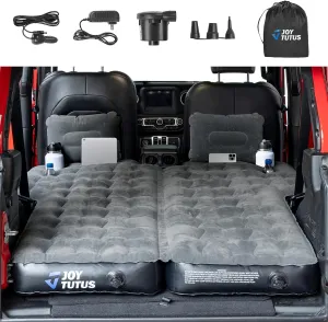 JOYTUTUS SUV Air Mattress for Camping with/Air Pump Compatible with Wrangler JL & Bronco, Comfort SUV Inflation Mattress w/2 Pillows for 2018-2025 Wrangler JL 4 Door (Don't for 4XE) - Dark Grey