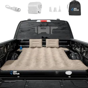 JOYTUTUS Truck Bed Air Mattress for 5.5-5.8Ft with Built-in Air Pump, Full Size Inflatable Mattress Short Beds for Outdoor Camping, with Carry Bag & Cup Holder