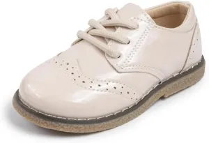 Kannior Boys Girls Oxford PU Leather Shoes Little Kid Wedding Dress Shoes Toddler Lace Up Non-Slip Texture Sole Loafer Flats Classic School Uniform Walking Shoes