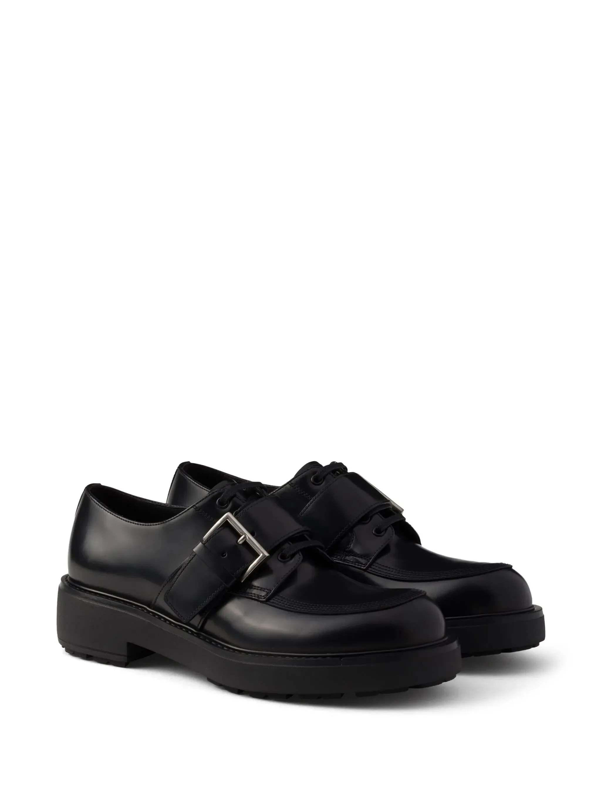 Large variety Heavy discount buckled brushed derby leather shoes