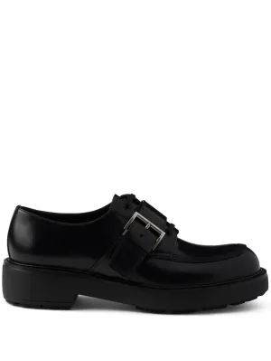 Large variety Heavy discount buckled brushed derby leather shoes