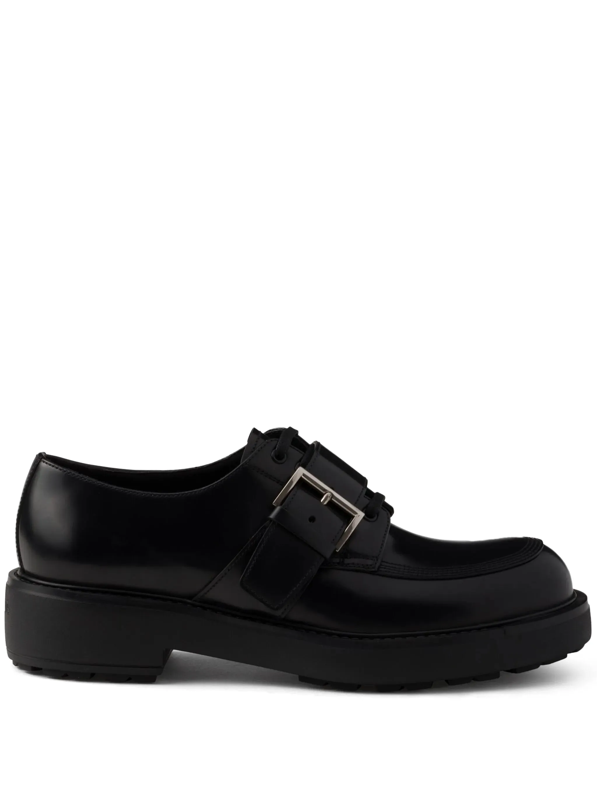 Large variety Heavy discount buckled brushed derby leather shoes