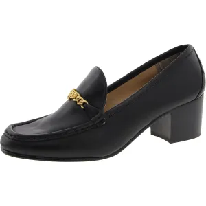Lauren Ralph Lauren Womens Embellished Leather Loafer Heels