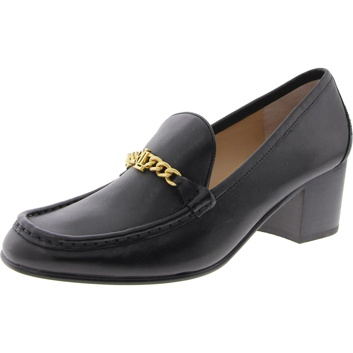 Lauren Ralph Lauren Womens Embellished Leather Loafer Heels