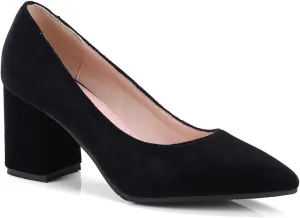 LEHOOR Women Chunky Heel Closed Pointed Toe Mary Jane Pumps Metal Buckle with Pearl Ankle Strap Mary Jane Heels Velvet Comfort Vintage Dress Shoes Block Heel Retro Bridal Party 4-11 M US
