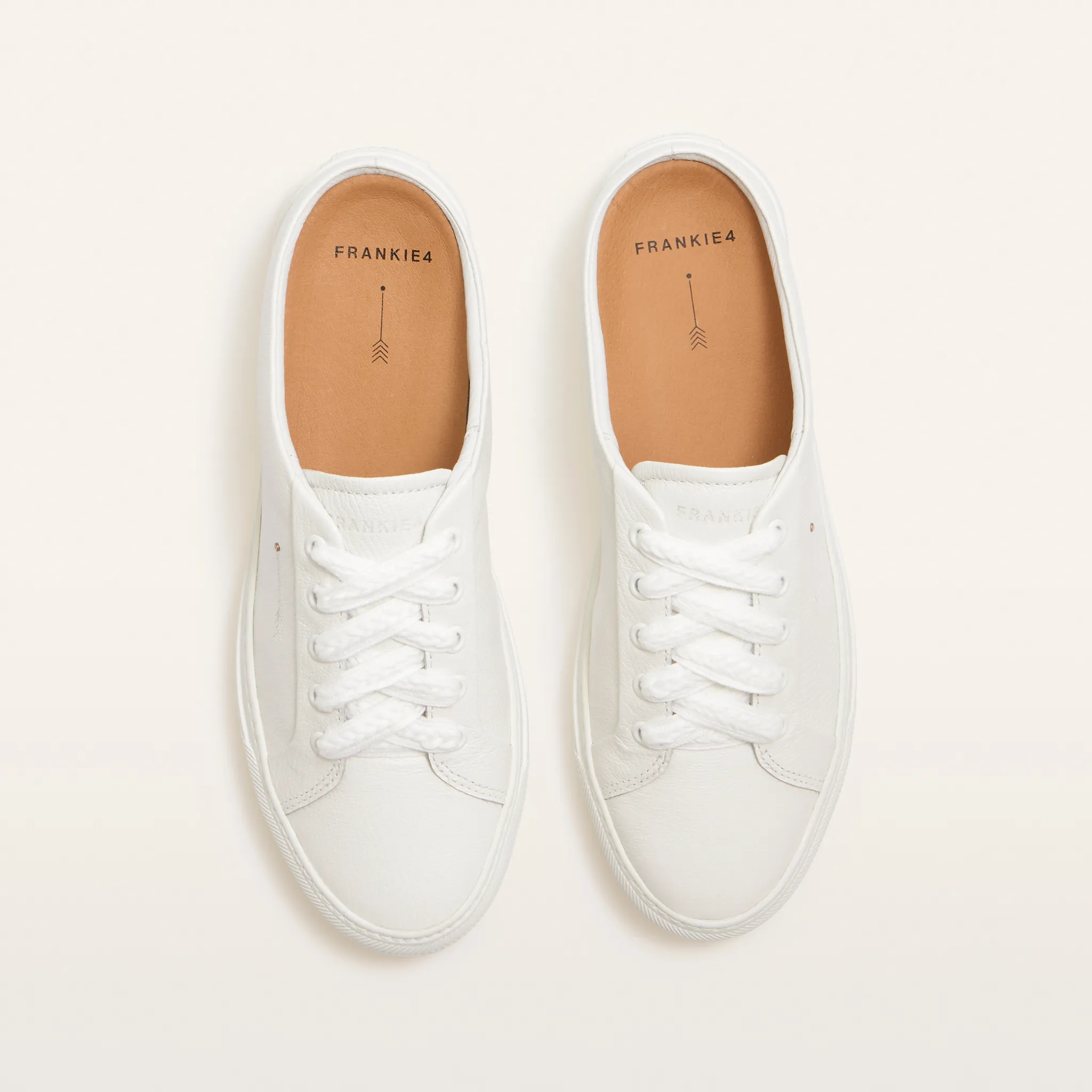 Lincoln White Tumbled Leather Sneakers