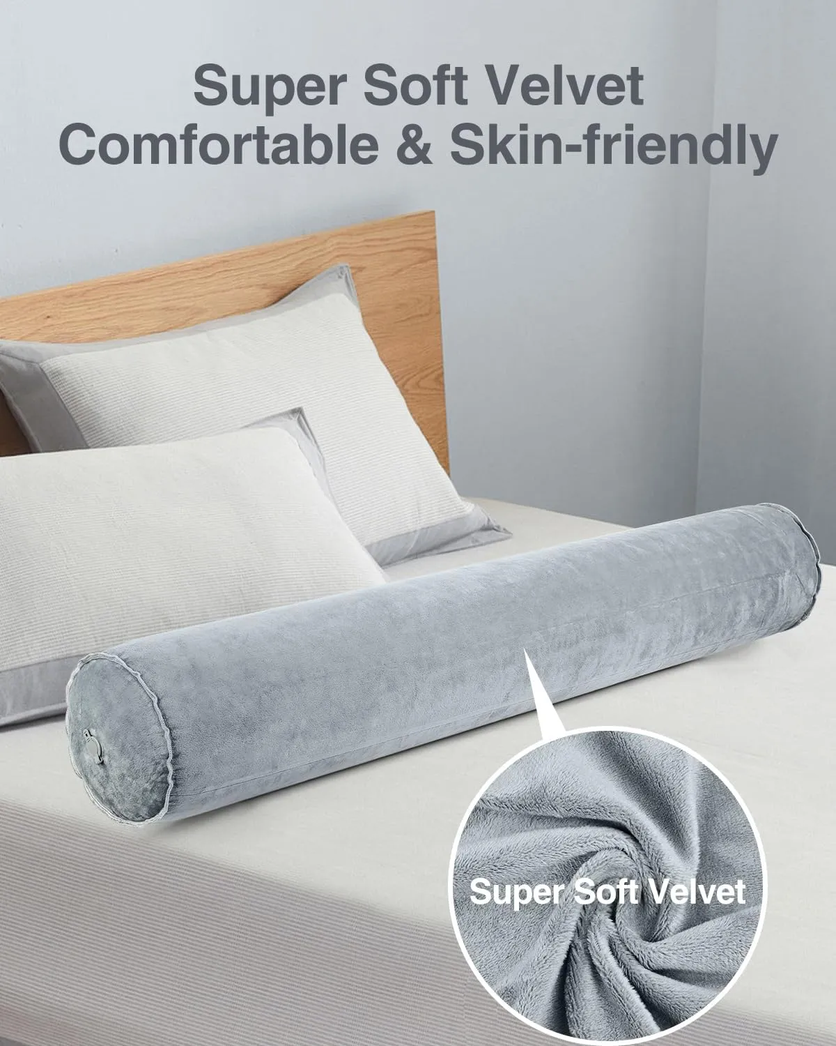Luxtude Inflatable Body Pillow for Adults Kids, Travel Body Pillows for Side Sleeper, 47Inch Long Hug Pillow Bolster Pillow for Bed, Round Cervical Cylinder Pillow for Hugging Sleeping, Back etc.