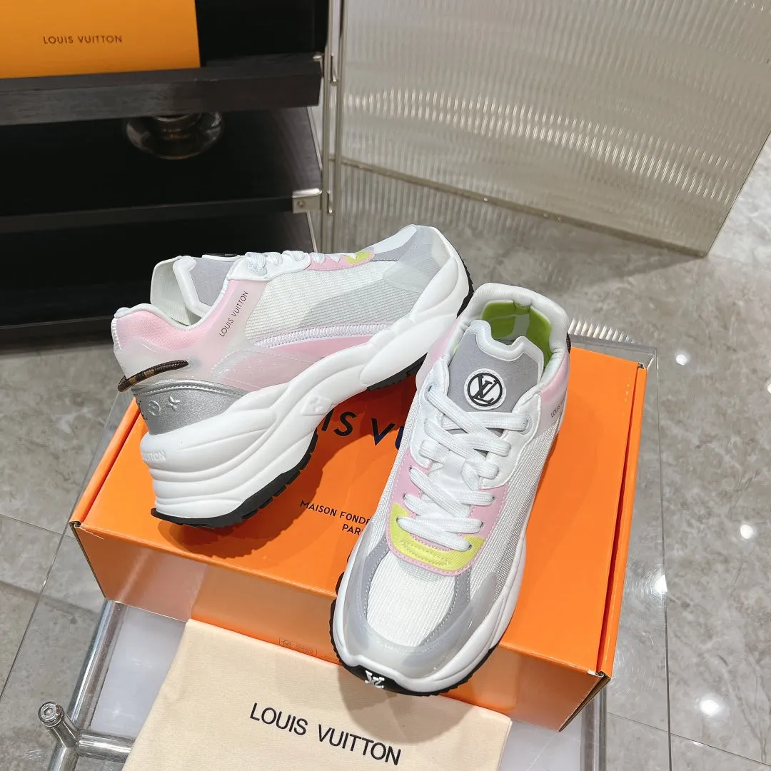 LV Run 55 Sneaker 50mm Grey Pink Polyester Mesh Fabric